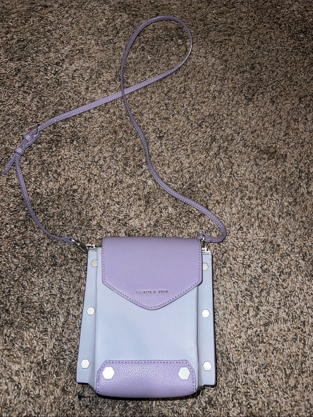 Charles & Keith Two-Tone Lavender Crossbody Bag